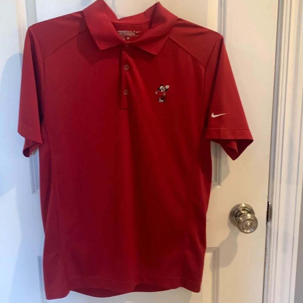 Mickey Mouse Golf Nike Dri-Fit Red Men’s Small Polo Shirt Disney Parks - Picture 1 of 6